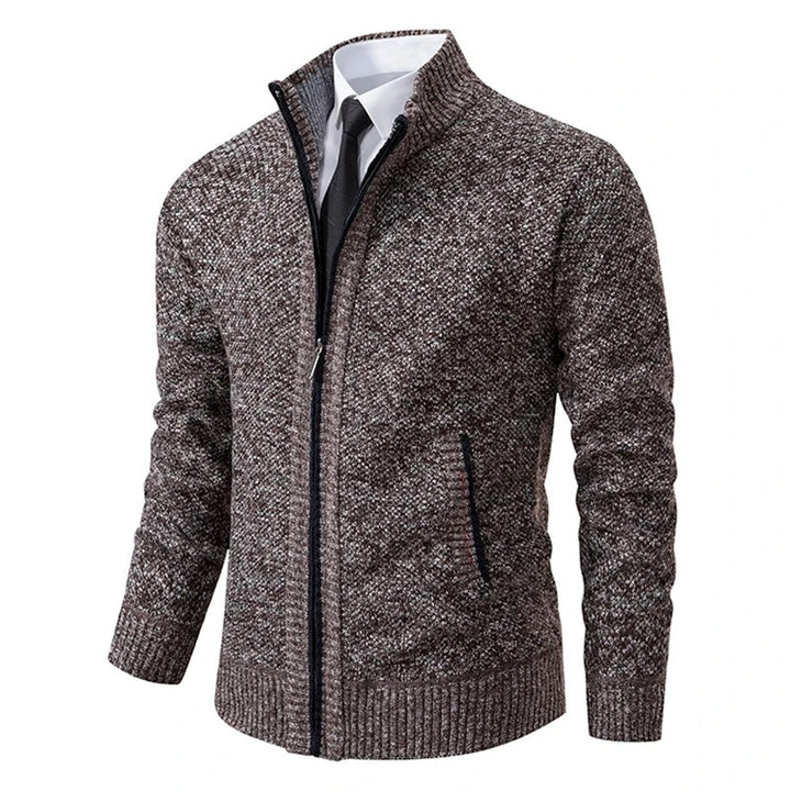 Caleb | Men's Merino Wool Full-Zip Mock Neck Sweater