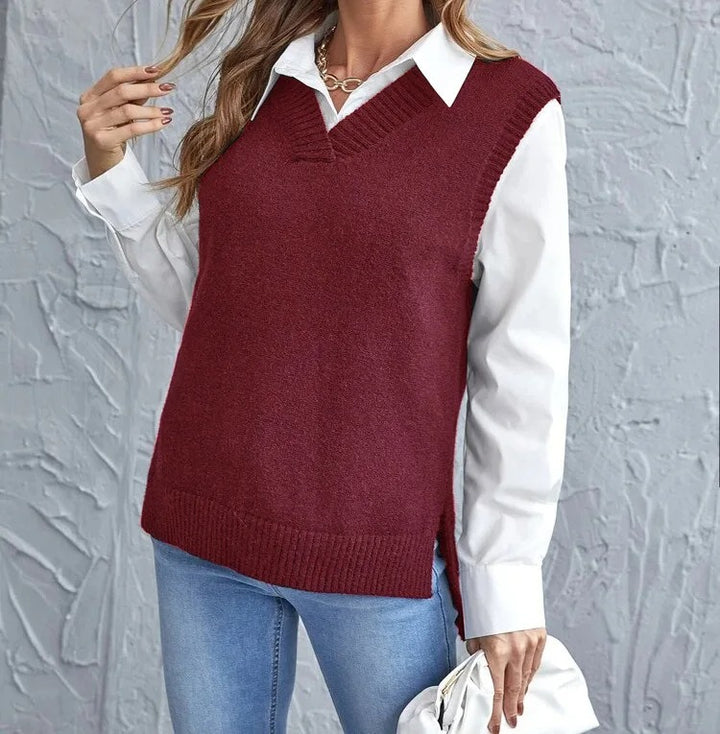 Mia | Women's V-Neck Sleeveless Knit Casual Vest