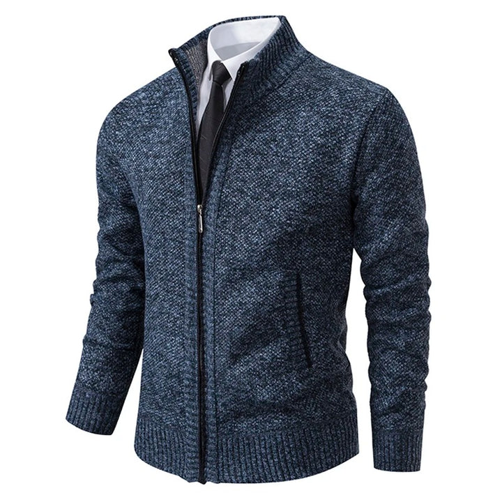 Caleb | Men's Merino Wool Full-Zip Mock Neck Sweater