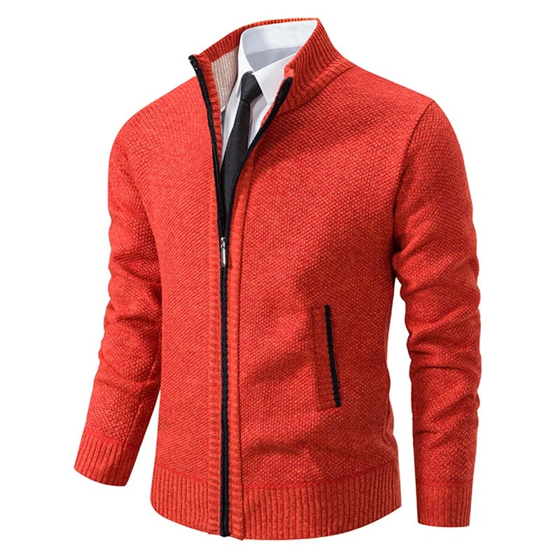 Caleb | Men's Merino Wool Full-Zip Mock Neck Sweater