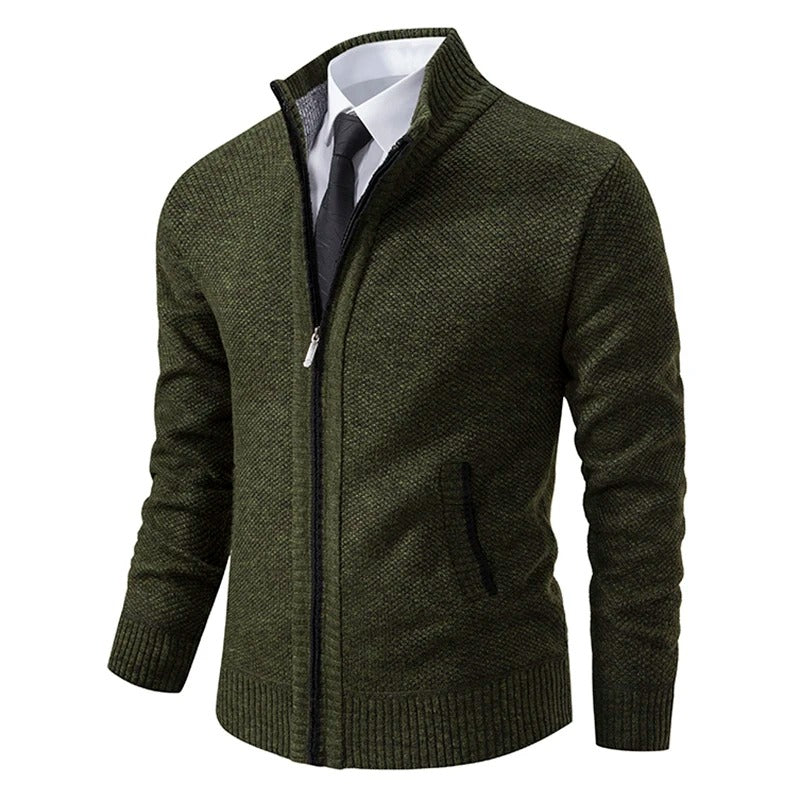 Caleb | Men's Merino Wool Full-Zip Mock Neck Sweater