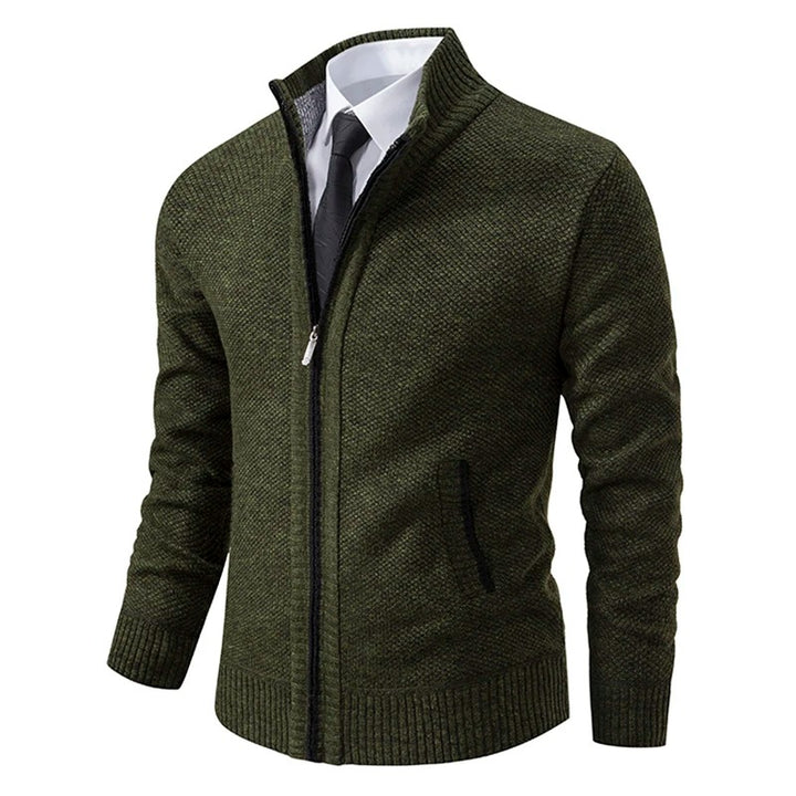 Caleb | Men's Merino Wool Full-Zip Mock Neck Sweater