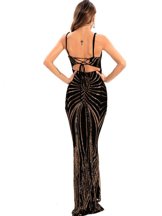 Victoria | Women's Strapless Sequin Cape Mermaid Evening Gown
