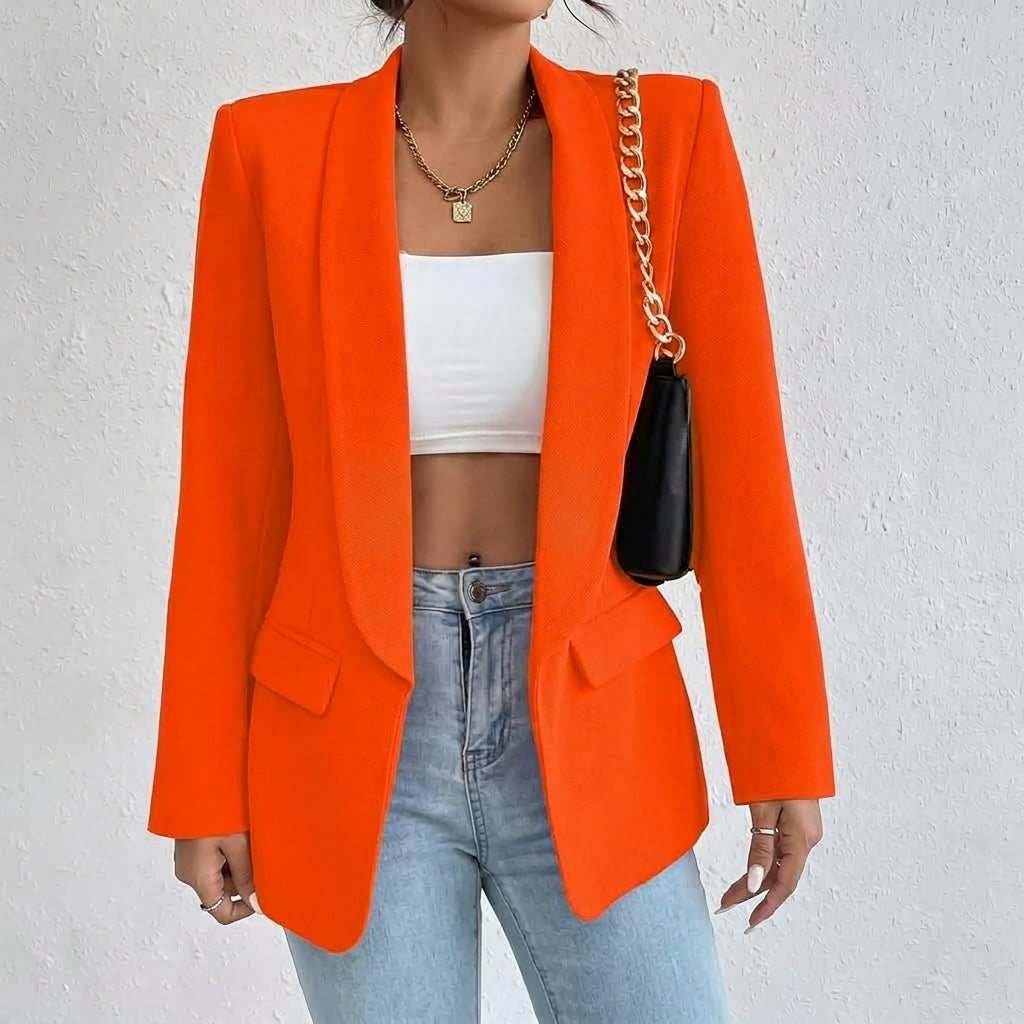 Penelope | Women's Open-Front Lapel Mid-Length Casual Smart Blazer
