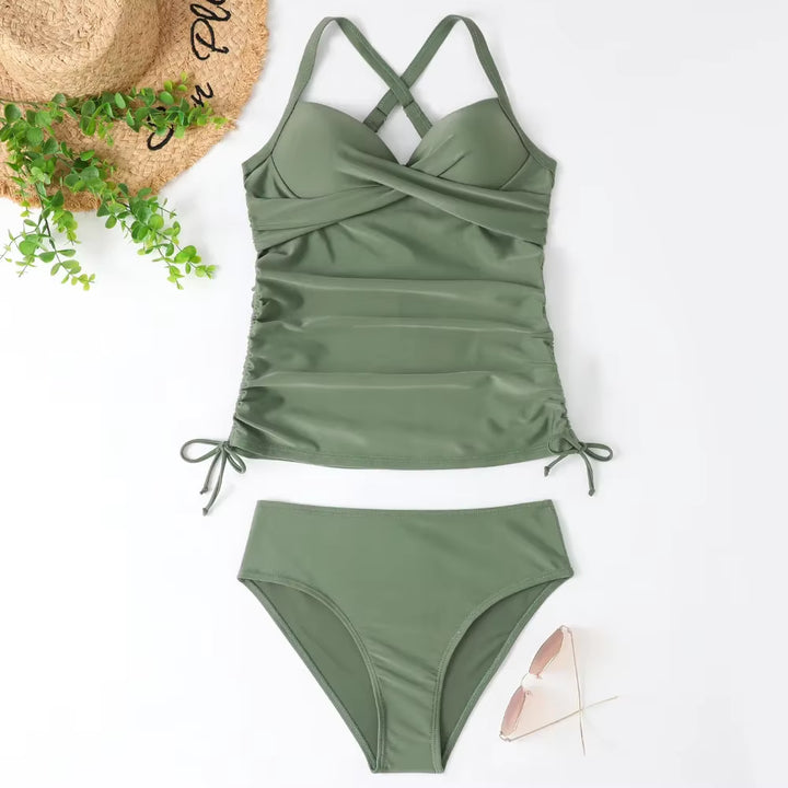 Olivia | Women’s Solid V-Neck Tankini Swimsuit