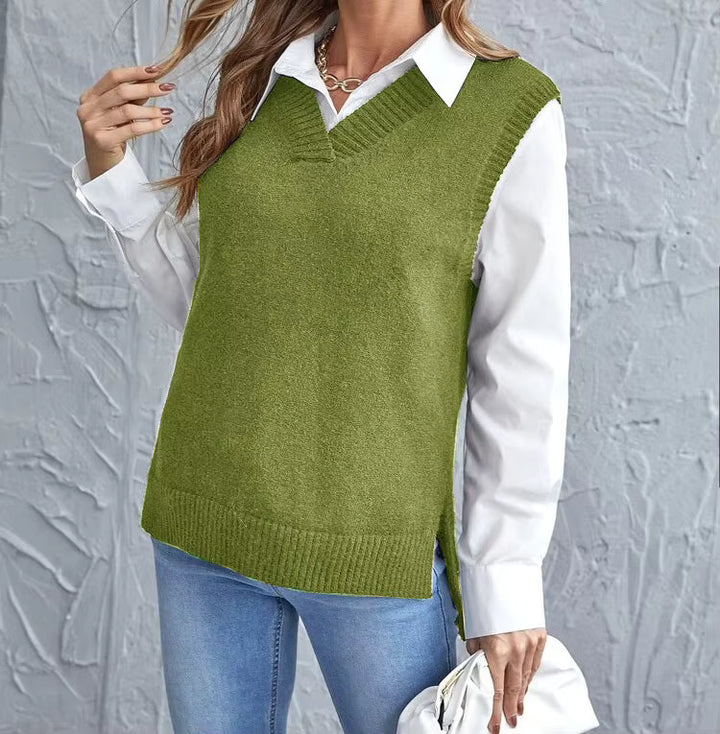 Mia | Women's V-Neck Sleeveless Knit Casual Vest