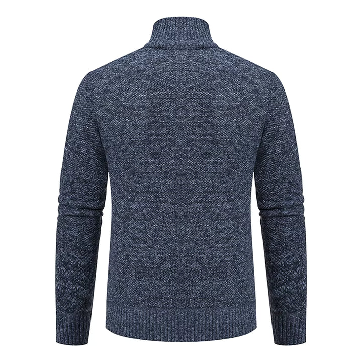 Caleb | Men's Merino Wool Full-Zip Mock Neck Sweater