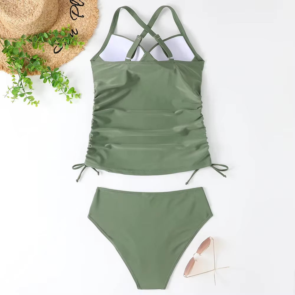 Olivia | Women’s Solid V-Neck Tankini Swimsuit