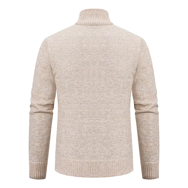 Caleb | Men's Merino Wool Full-Zip Mock Neck Sweater