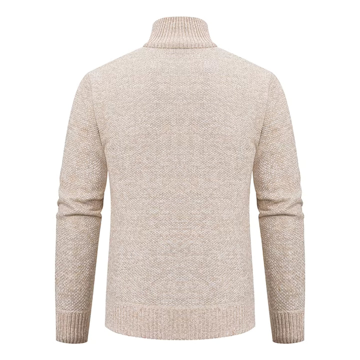 Caleb | Men's Merino Wool Full-Zip Mock Neck Sweater