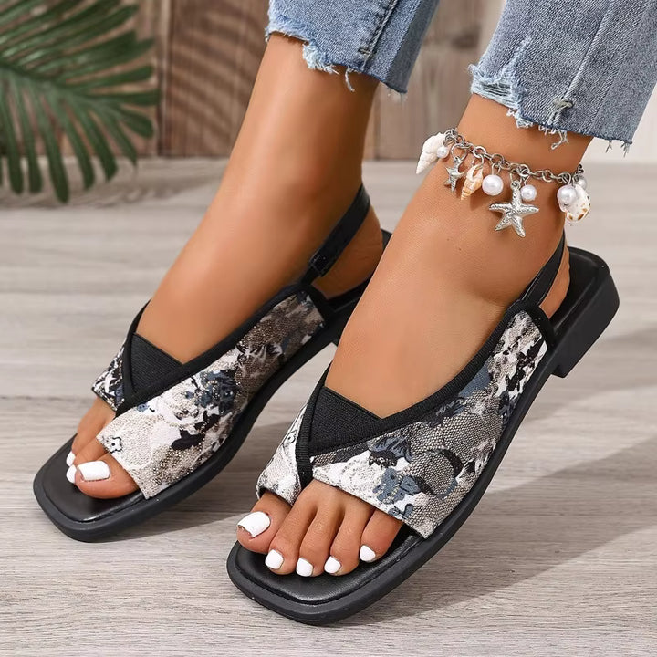 Mady | Women's Slip-On Orthopedic Sandals with Flat Sole and Square Toe