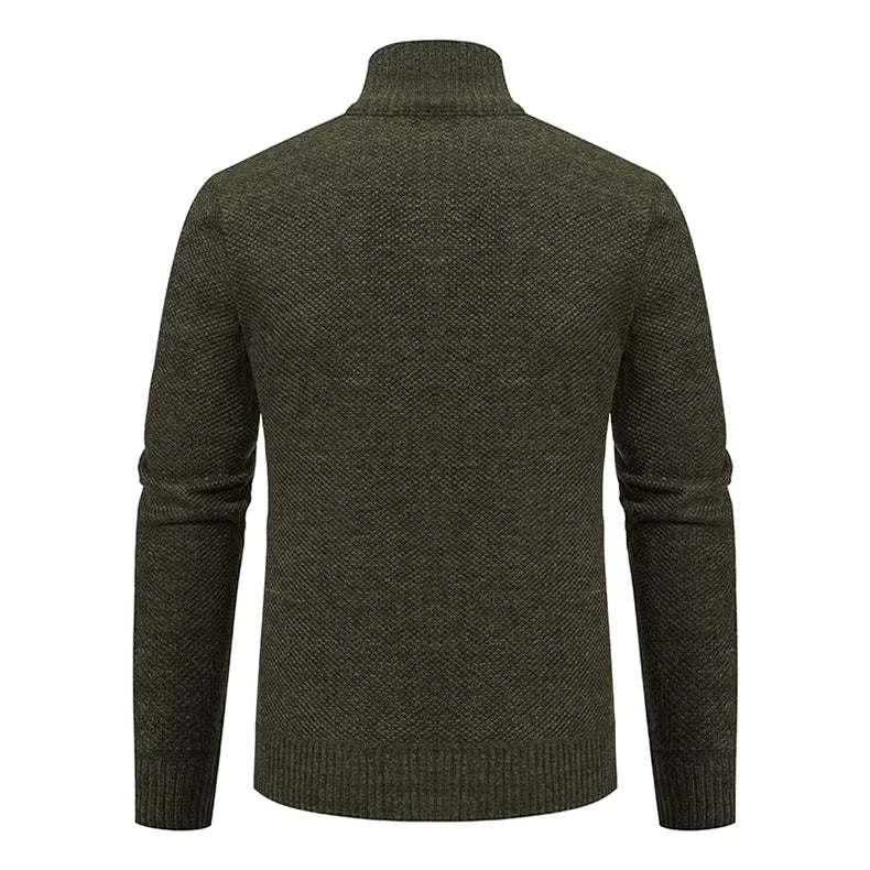 Caleb | Men's Merino Wool Full-Zip Mock Neck Sweater