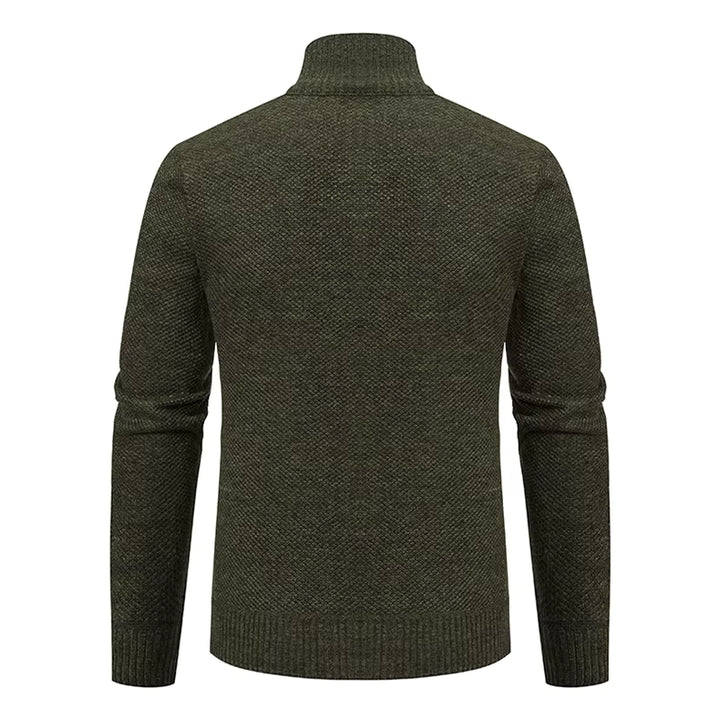Caleb | Men's Merino Wool Full-Zip Mock Neck Sweater
