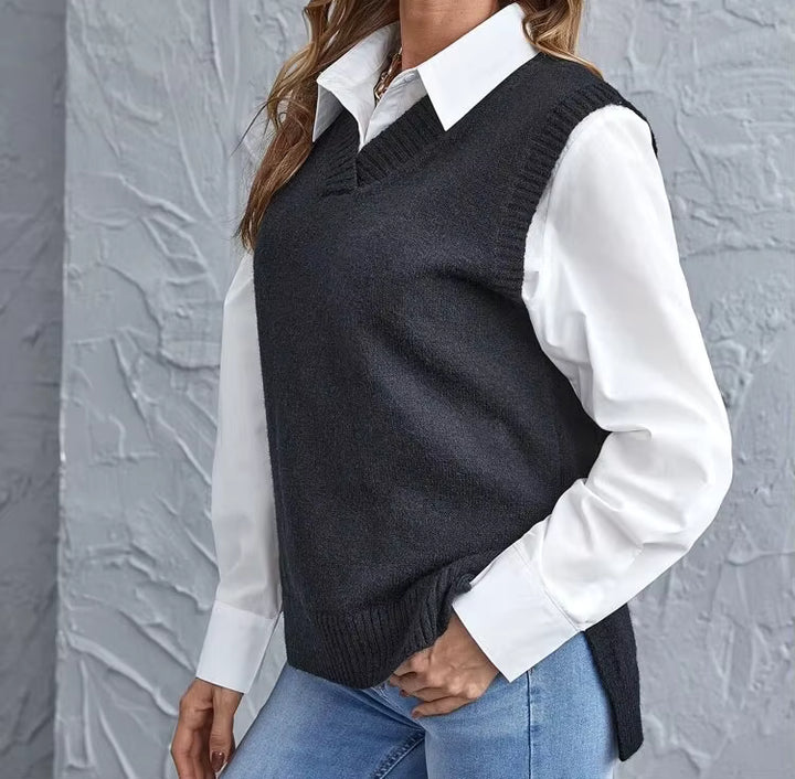 Mia | Women's V-Neck Sleeveless Knit Casual Vest