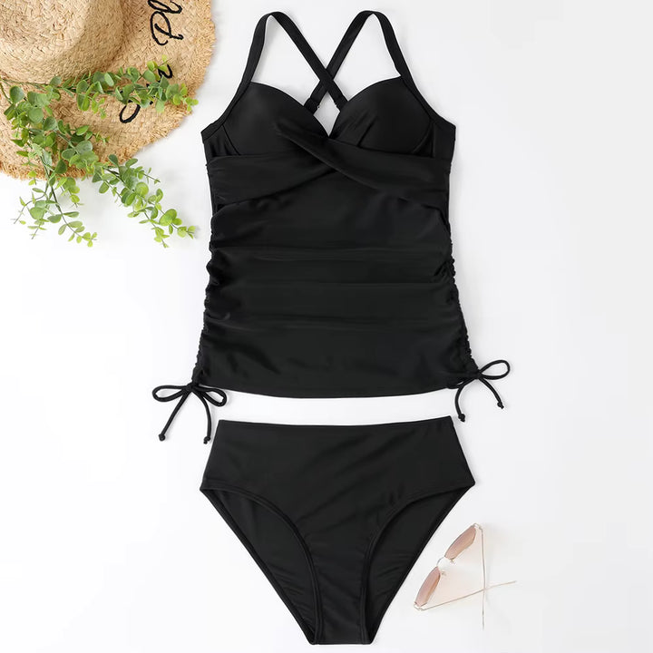 Olivia | Women’s Solid V-Neck Tankini Swimsuit