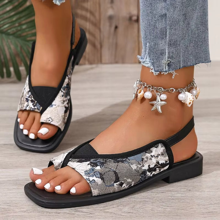 Mady | Women's Slip-On Orthopedic Sandals with Flat Sole and Square Toe