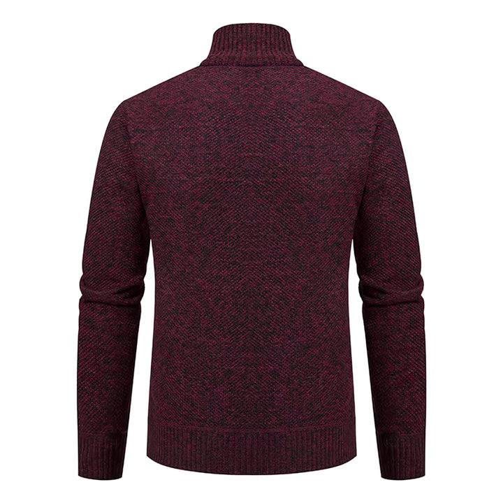 Caleb | Men's Merino Wool Full-Zip Mock Neck Sweater