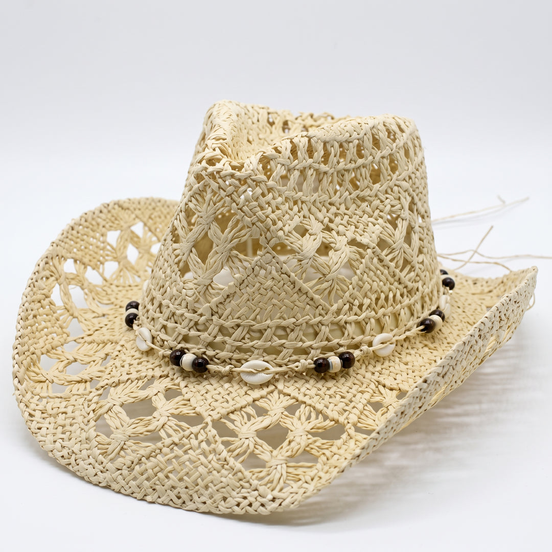 Aurelin | Women's Flexible-Brim Sun Hat with Shell Trim and Adjustable Ribbon