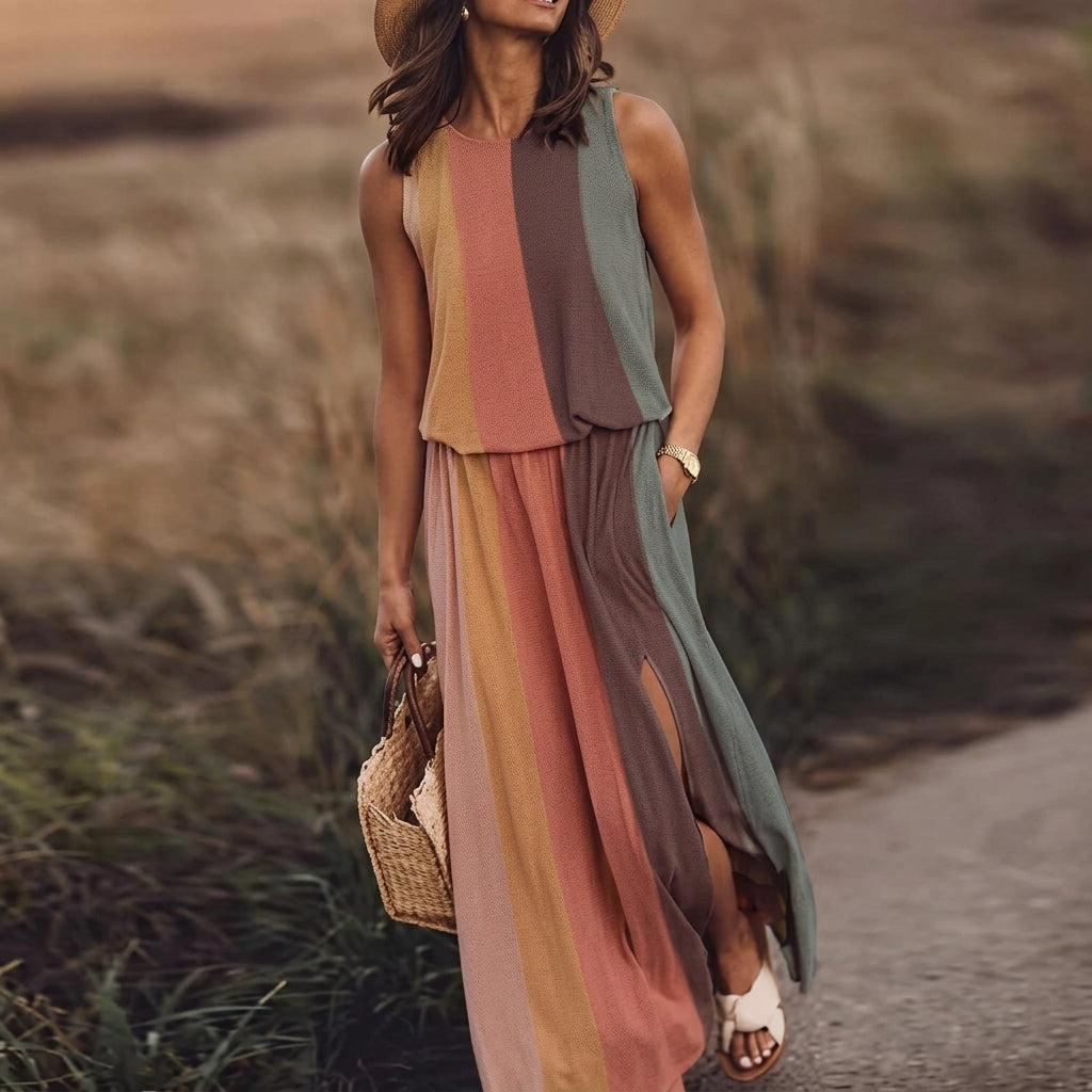 Layla | Sleeveless Maxi Dress Elastic Waist Bohemian Summer