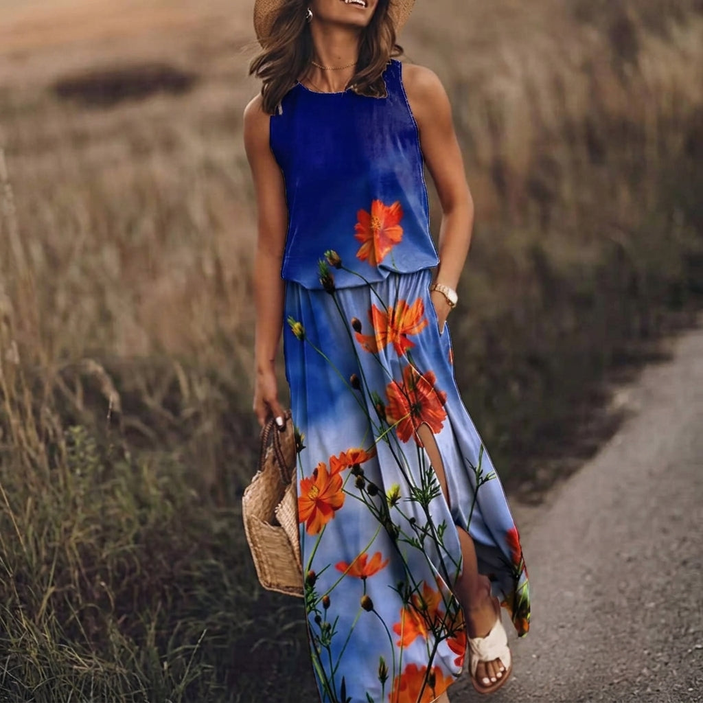 Layla | Sleeveless Maxi Dress Elastic Waist Bohemian Summer