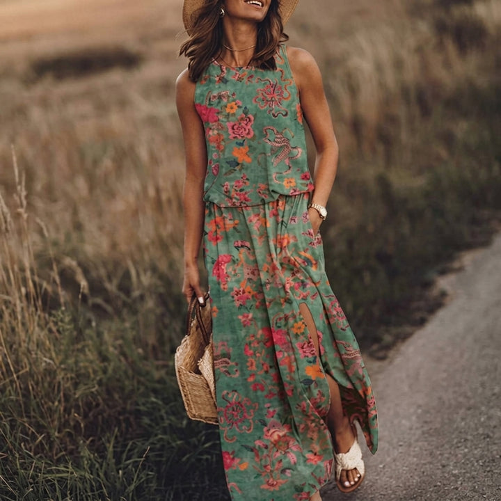 Layla | Sleeveless Maxi Dress Elastic Waist Bohemian Summer