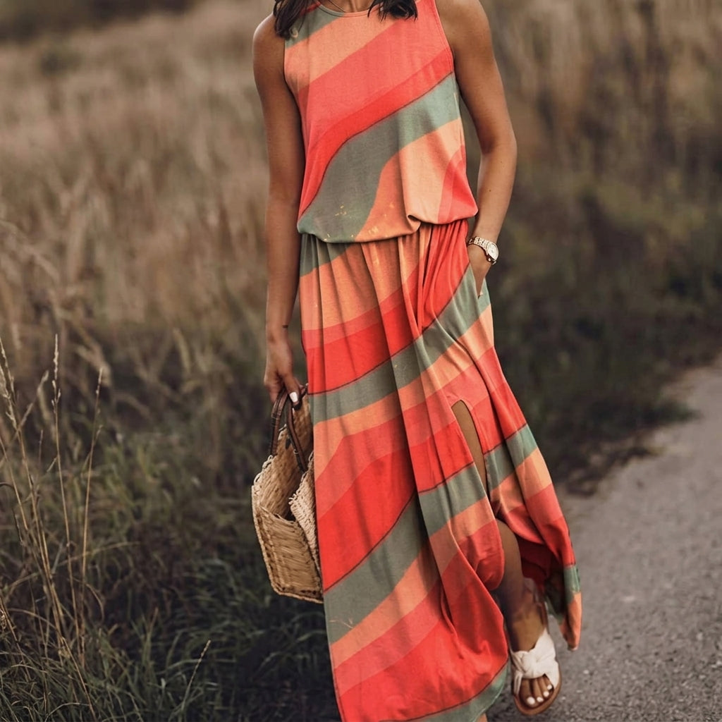 Layla | Sleeveless Maxi Dress Elastic Waist Bohemian Summer