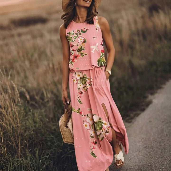 Layla | Sleeveless Maxi Dress Elastic Waist Bohemian Summer