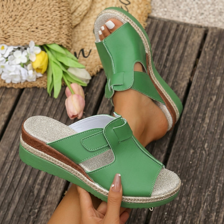 Layla | Women's Open-Toe Wedge Platform Comfortable Sandals Hook-Loop Strap