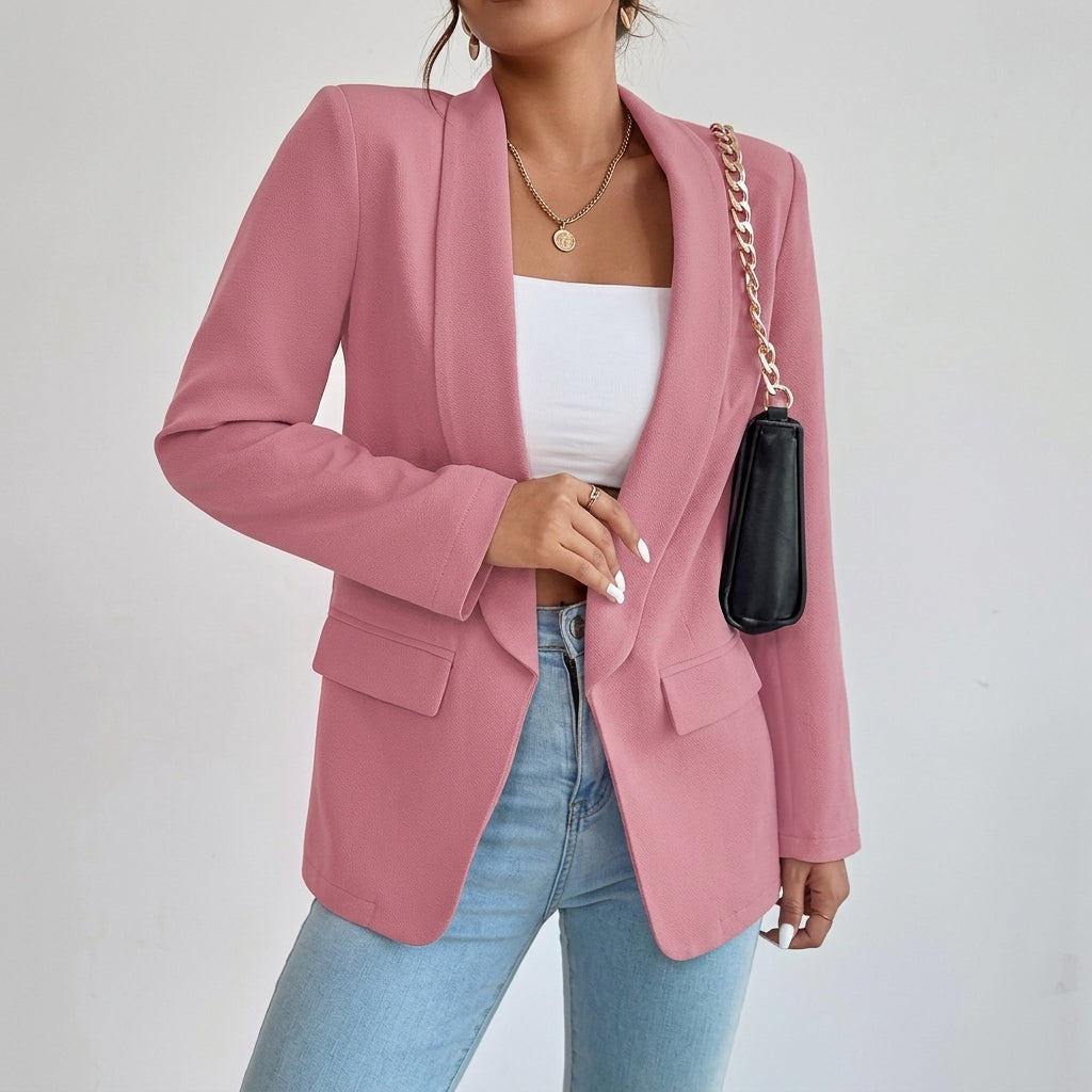 Penelope | Women's Open-Front Lapel Mid-Length Casual Smart Blazer