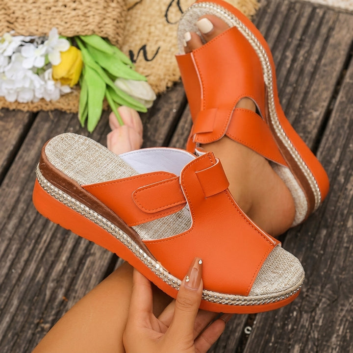 Layla | Women's Open-Toe Wedge Platform Comfortable Sandals Hook-Loop Strap