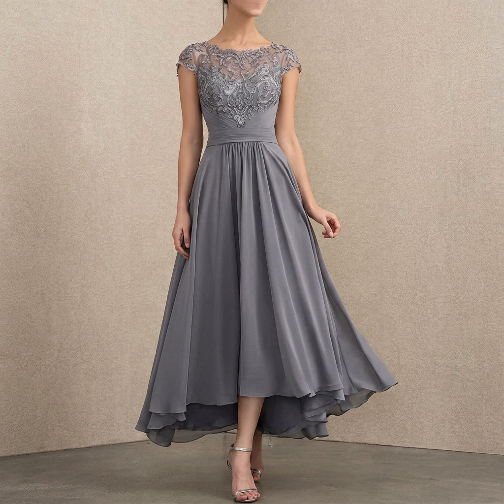 Victoria | Women's Elegant Lace Chiffon A-Line Formal Dresses Maxi