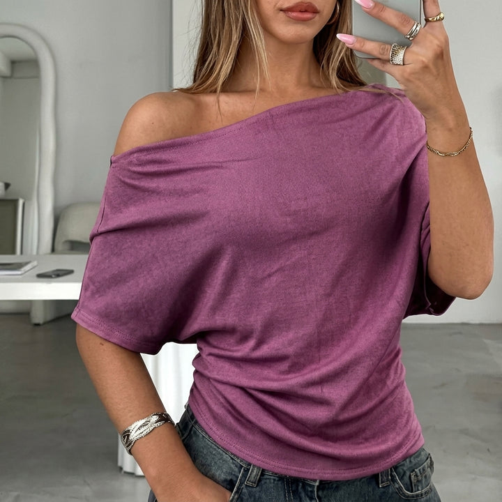 Aria | Women's Off-Shoulder Short-Sleeve Soft Knitwear Sweater