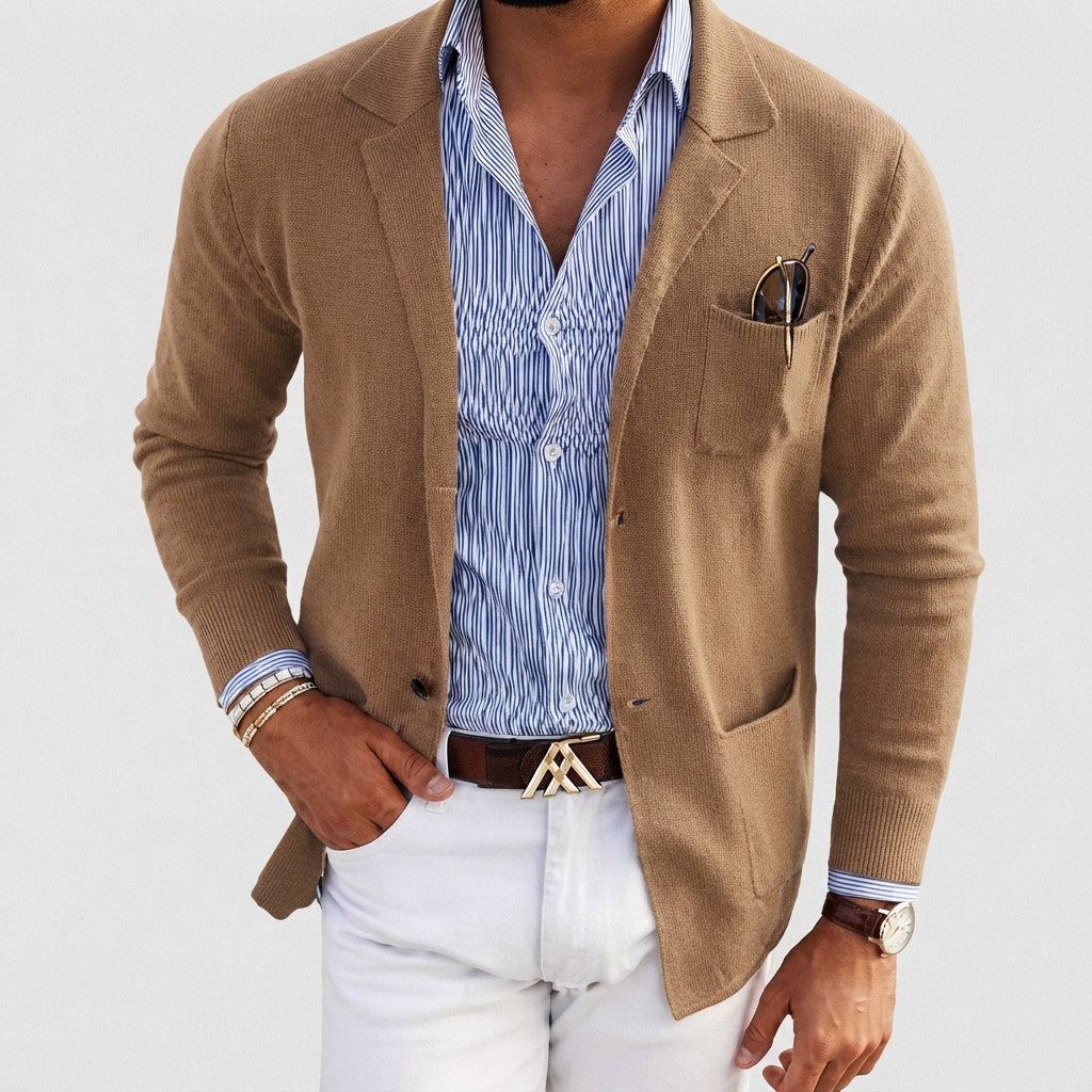 Ryan | Men's Tailored Knit Blazer Mens Winter Coat Notch Lapel