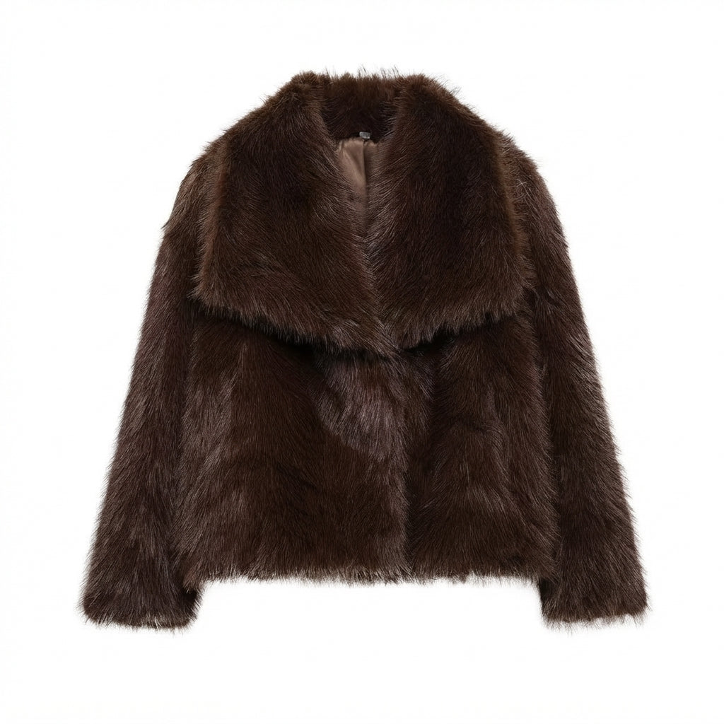 Layla | Women's Open-Front Cropped Faux Fur Winter Jacket