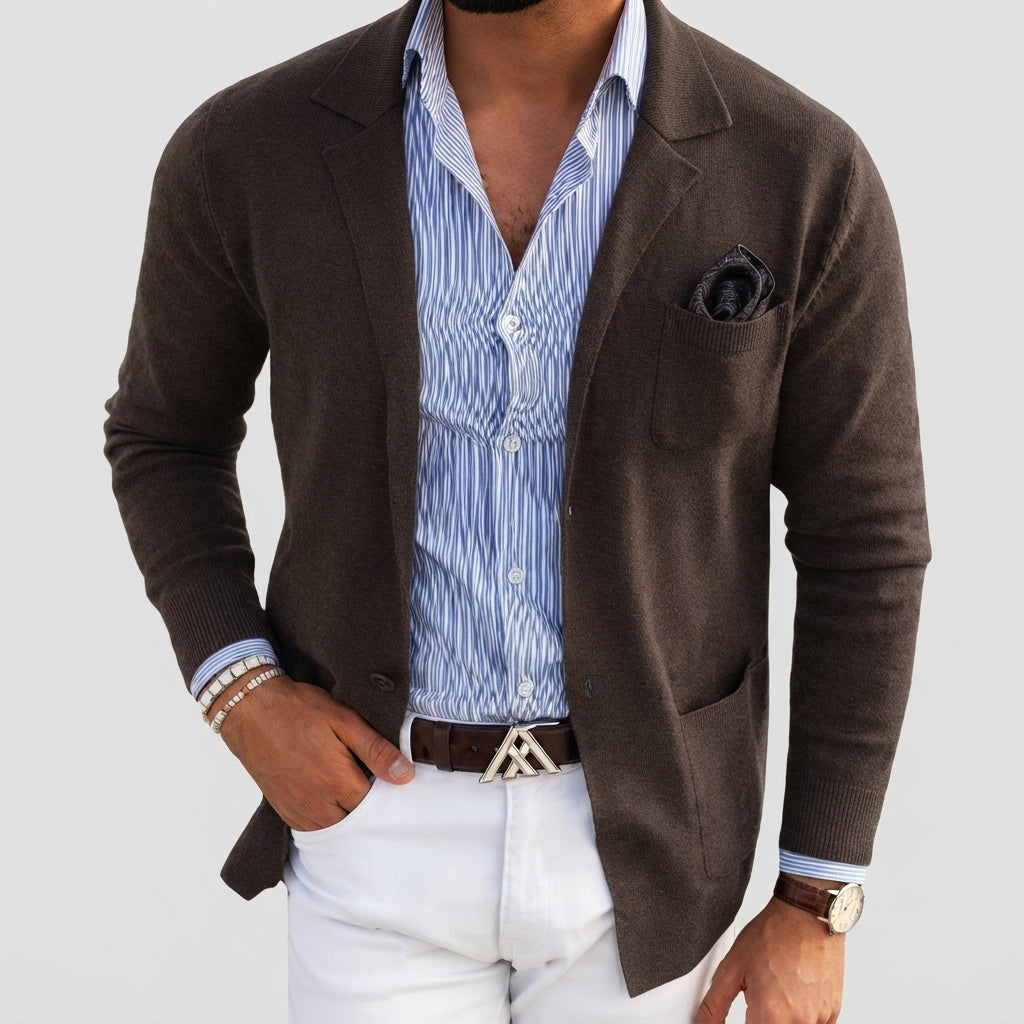 Ryan | Men's Tailored Knit Blazer Mens Winter Coat Notch Lapel