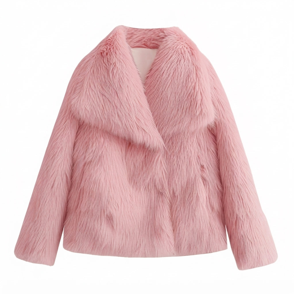 Layla | Women's Open-Front Cropped Faux Fur Winter Jacket