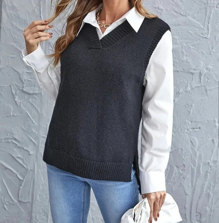Mia | Women's V-Neck Sleeveless Knit Casual Vest