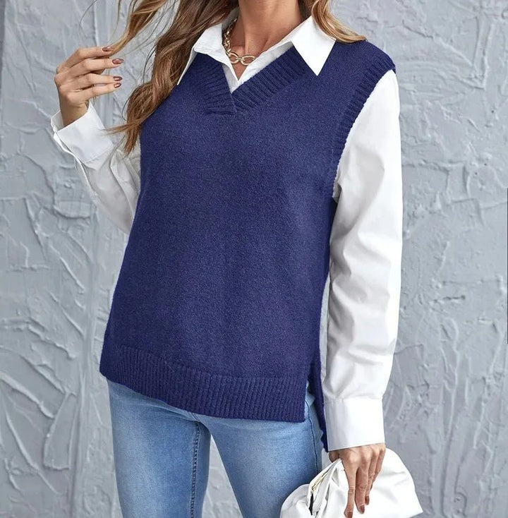 Mia | Women's V-Neck Sleeveless Knit Casual Vest