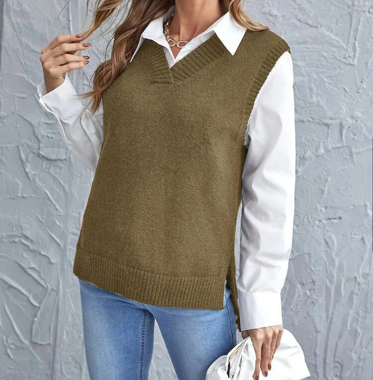 Mia | Women's V-Neck Sleeveless Knit Casual Vest