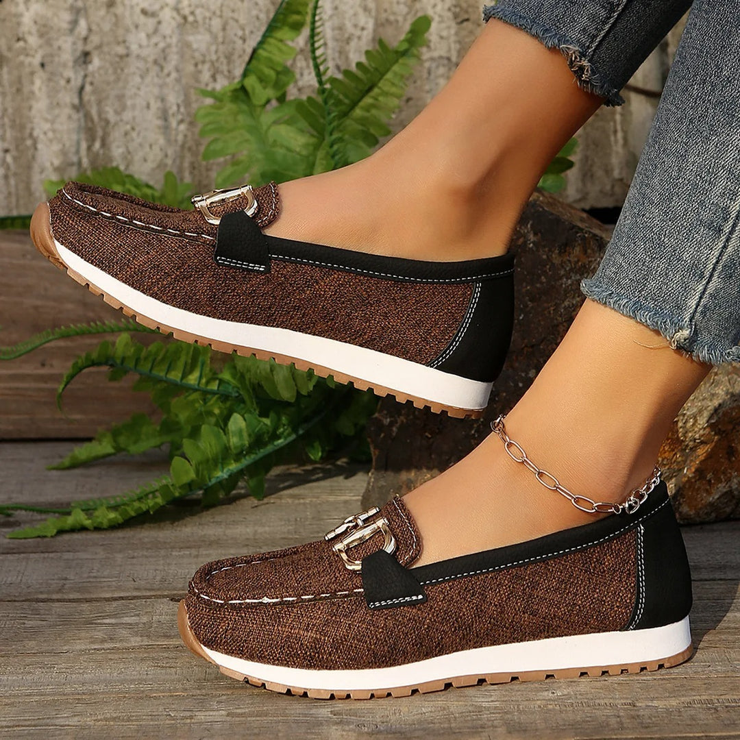 Emma | Women's Flat Loafers Slip-On Buckle Comfort Walking Shoes