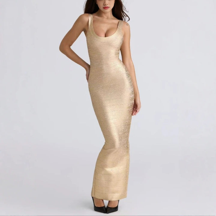 Evelyn | Women's Scoop-Neck Bandage Maxi Dress Figure-Sculpting Evening Gown