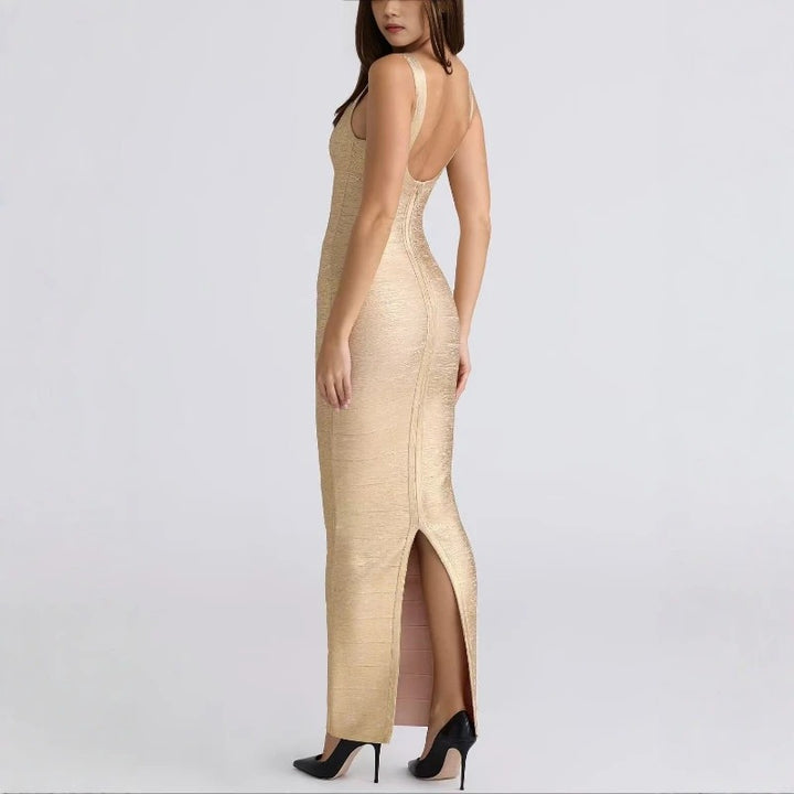 Evelyn | Women's Scoop-Neck Bandage Maxi Dress Figure-Sculpting Evening Gown