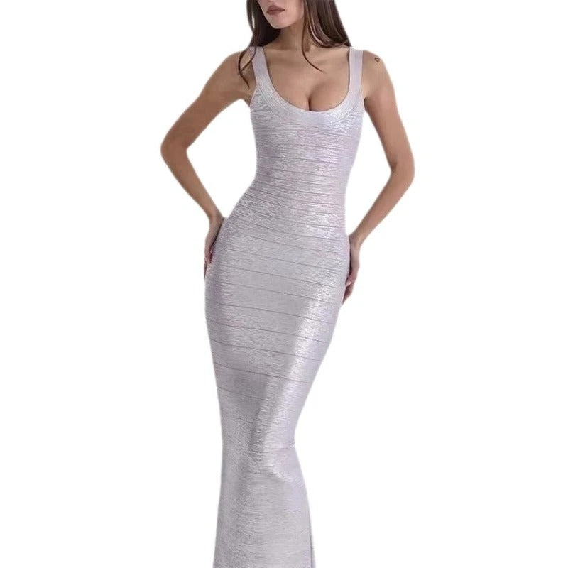 Evelyn | Women's Scoop-Neck Bandage Maxi Dress Figure-Sculpting Evening Gown