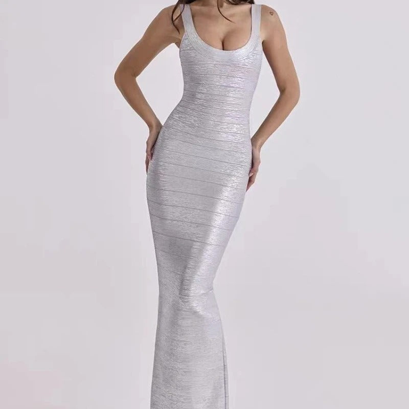 Evelyn | Women's Scoop-Neck Bandage Maxi Dress Figure-Sculpting Evening Gown