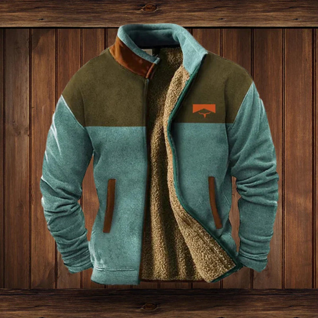 Men's Aztec Print Sherpa-Lined Full-Zip Mens Cardigan Jacket - Blue