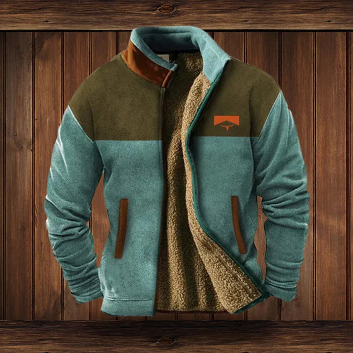 Men's Aztec Print Sherpa-Lined Full-Zip Mens Cardigan Jacket - Blue