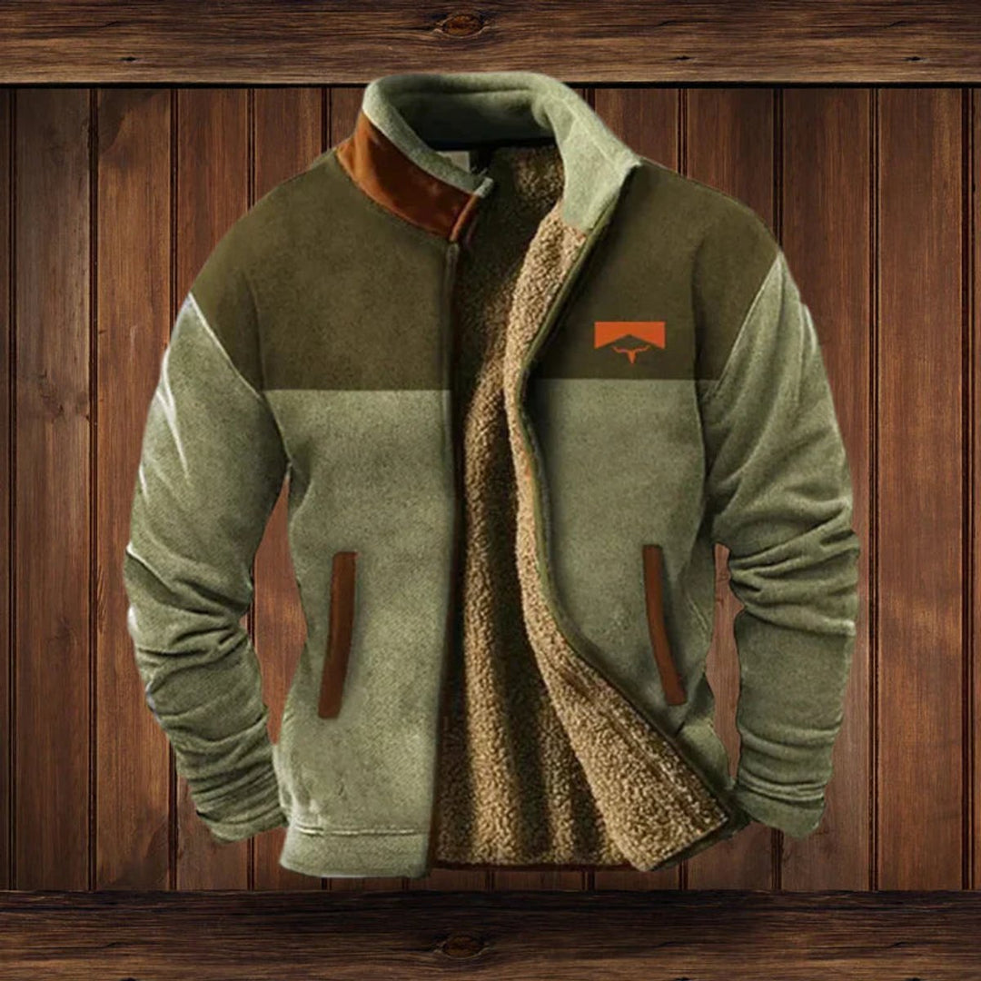 Men's Aztec Print Sherpa-Lined Full-Zip Mens Cardigan Jacket - Green