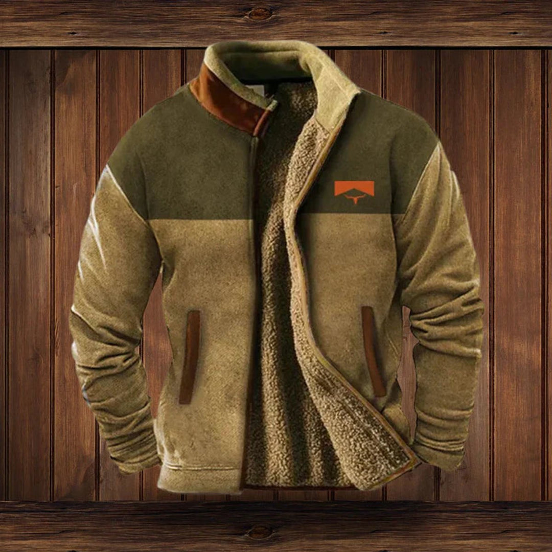 Men's Aztec Print Sherpa-Lined Full-Zip Mens Cardigan Jacket - Brown