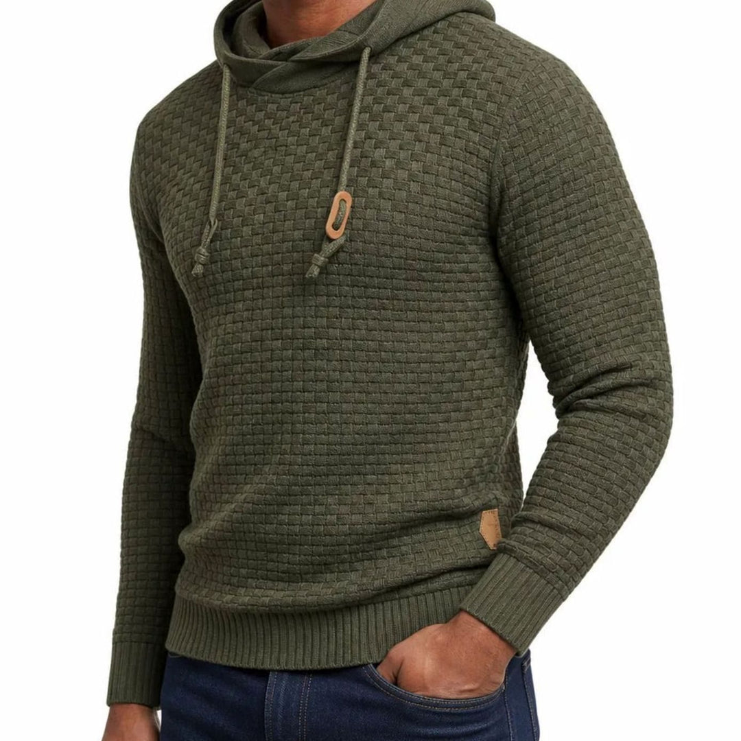 Men's Basket-Knit Hooded Pullover Sweater