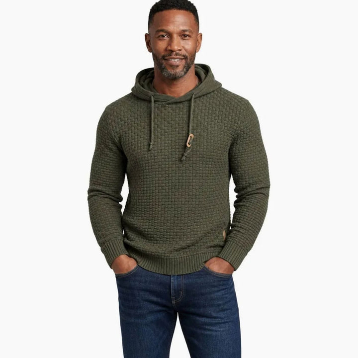 Men's Basket-Knit Hooded Pullover Sweater